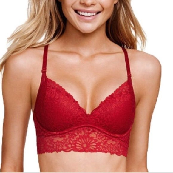 red lace push up bralette